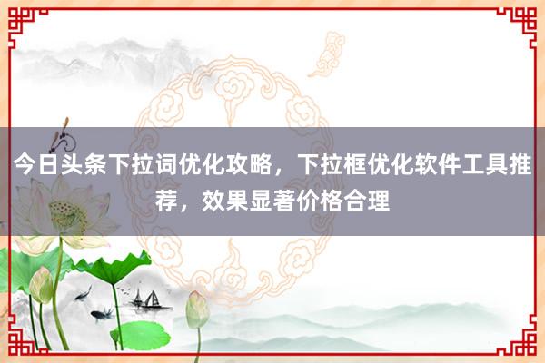 今日头条下拉词优化攻略，下拉框优化软件工具推荐，效果显著价格合理