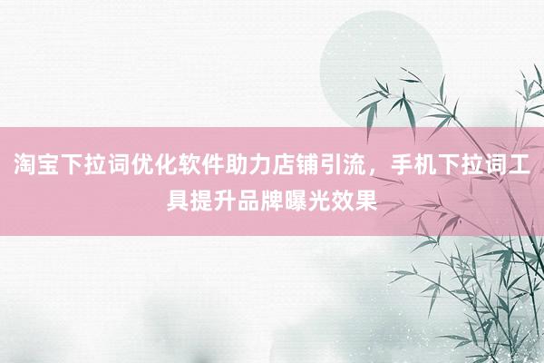 淘宝下拉词优化软件助力店铺引流，手机下拉词工具提升品牌曝光效果