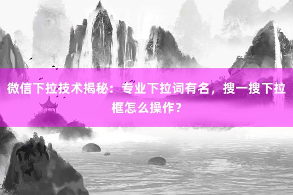 微信下拉技术揭秘：专业下拉词有名，搜一搜下拉框怎么操作？