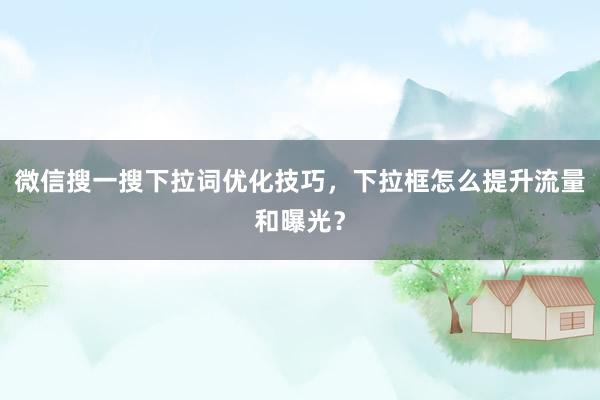 微信搜一搜下拉词优化技巧，下拉框怎么提升流量和曝光？