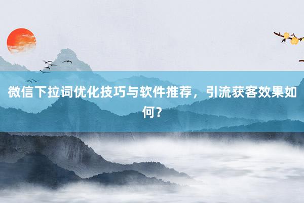 微信下拉词优化技巧与软件推荐，引流获客效果如何？