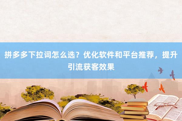 拼多多下拉词怎么选？优化软件和平台推荐，提升引流获客效果