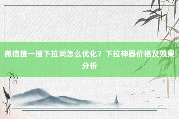 微信搜一搜下拉词怎么优化？下拉神器价格及效果分析