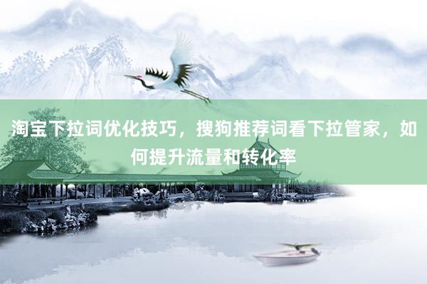 淘宝下拉词优化技巧，搜狗推荐词看下拉管家，如何提升流量和转化率