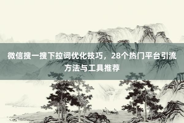 微信搜一搜下拉词优化技巧，28个热门平台引流方法与工具推荐