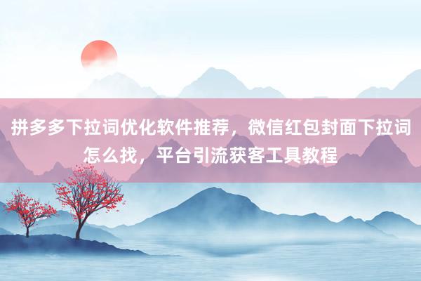 拼多多下拉词优化软件推荐，微信红包封面下拉词怎么找，平台引流获客工具教程