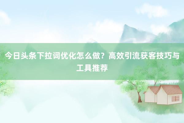 今日头条下拉词优化怎么做？高效引流获客技巧与工具推荐