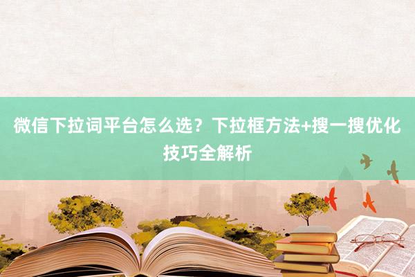 微信下拉词平台怎么选？下拉框方法+搜一搜优化技巧全解析
