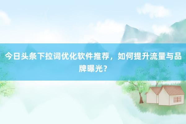 今日头条下拉词优化软件推荐，如何提升流量与品牌曝光？