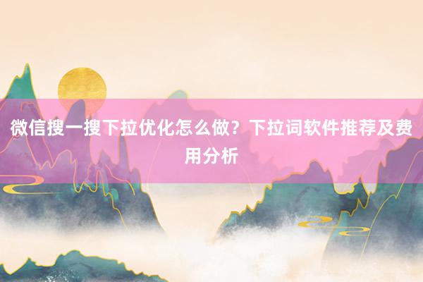 微信搜一搜下拉优化怎么做？下拉词软件推荐及费用分析
