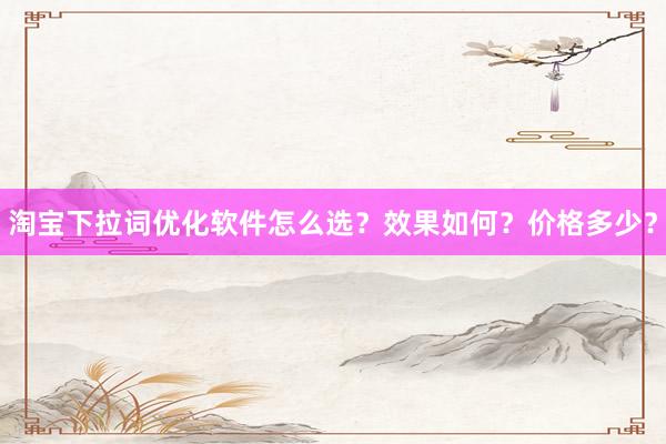 淘宝下拉词优化软件怎么选？效果如何？价格多少？