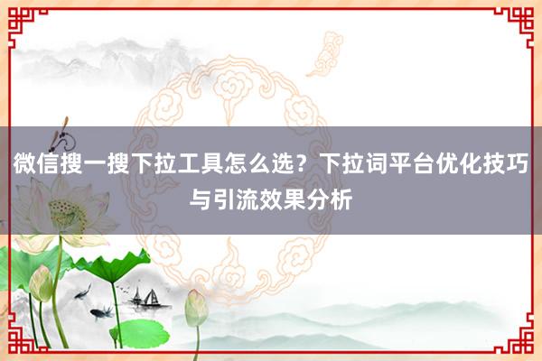 微信搜一搜下拉工具怎么选？下拉词平台优化技巧与引流效果分析