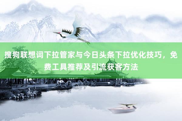 搜狗联想词下拉管家与今日头条下拉优化技巧，免费工具推荐及引流获客方法