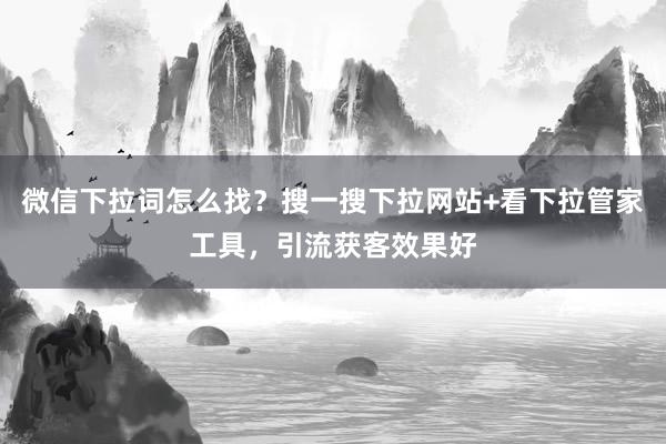 微信下拉词怎么找？搜一搜下拉网站+看下拉管家工具，引流获客效果好