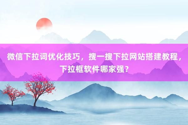 微信下拉词优化技巧，搜一搜下拉网站搭建教程，下拉框软件哪家强？