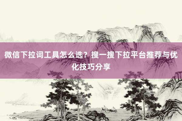 微信下拉词工具怎么选？搜一搜下拉平台推荐与优化技巧分享