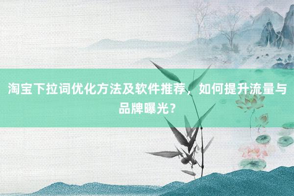淘宝下拉词优化方法及软件推荐，如何提升流量与品牌曝光？