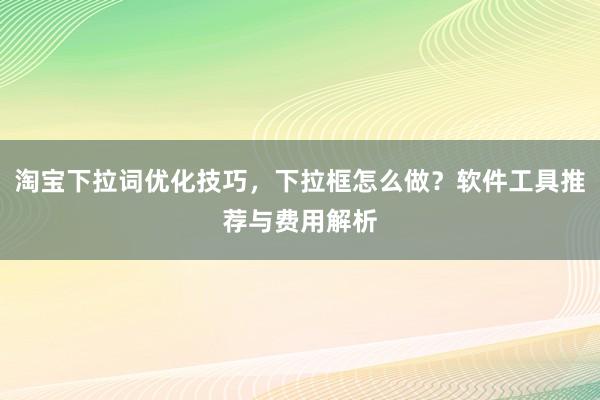 淘宝下拉词优化技巧，下拉框怎么做？软件工具推荐与费用解析